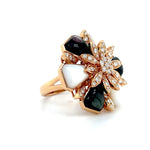 Black and White Mother of Pearl with Diamond Petals Ring Diamonds House