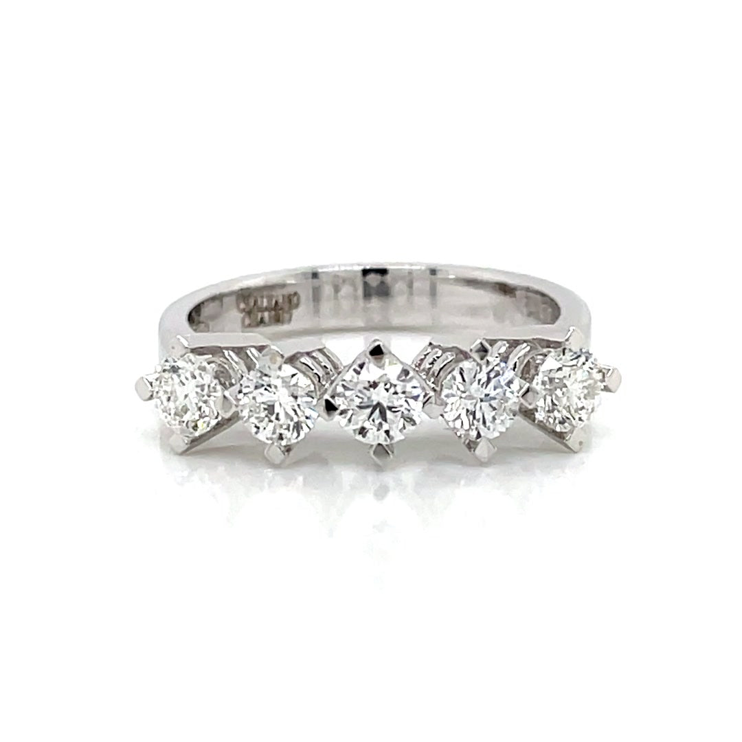 Five-Stone Round Brilliant Diamond Wedding Band 1.00 Ct Diamonds House