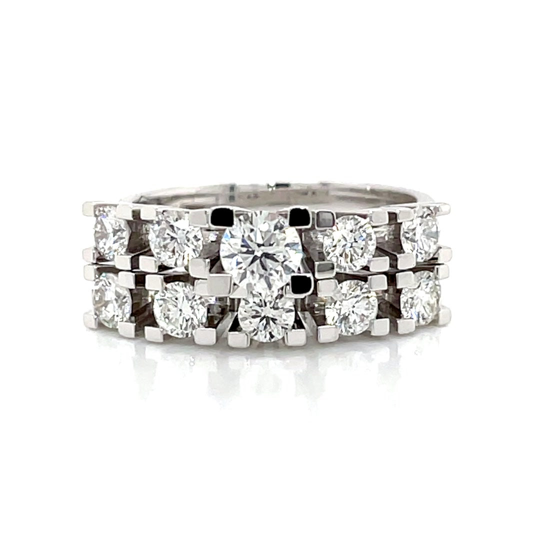 Solitaire Round Brilliant Diamond Engagement Ring and Wedding Band 1.60 Ct Diamonds House