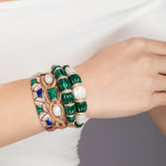 Malachite and Mother of Pearl Sculpted Beads Bangle Diamonds House