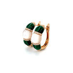 Hoop Sculpted Malachite and Mother of Pearl with Diamond Bands Earrings Diamonds House