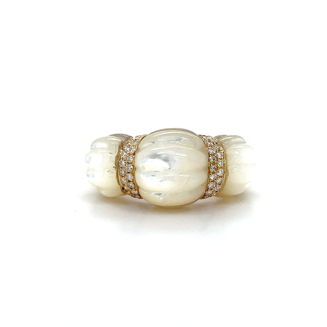 Diamond Ring wtih Sculpted Mother of Pearl Diamonds House