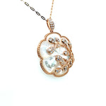 Mother of Pearl Pendant Necklace with Diamond Vine Motif Diamonds House