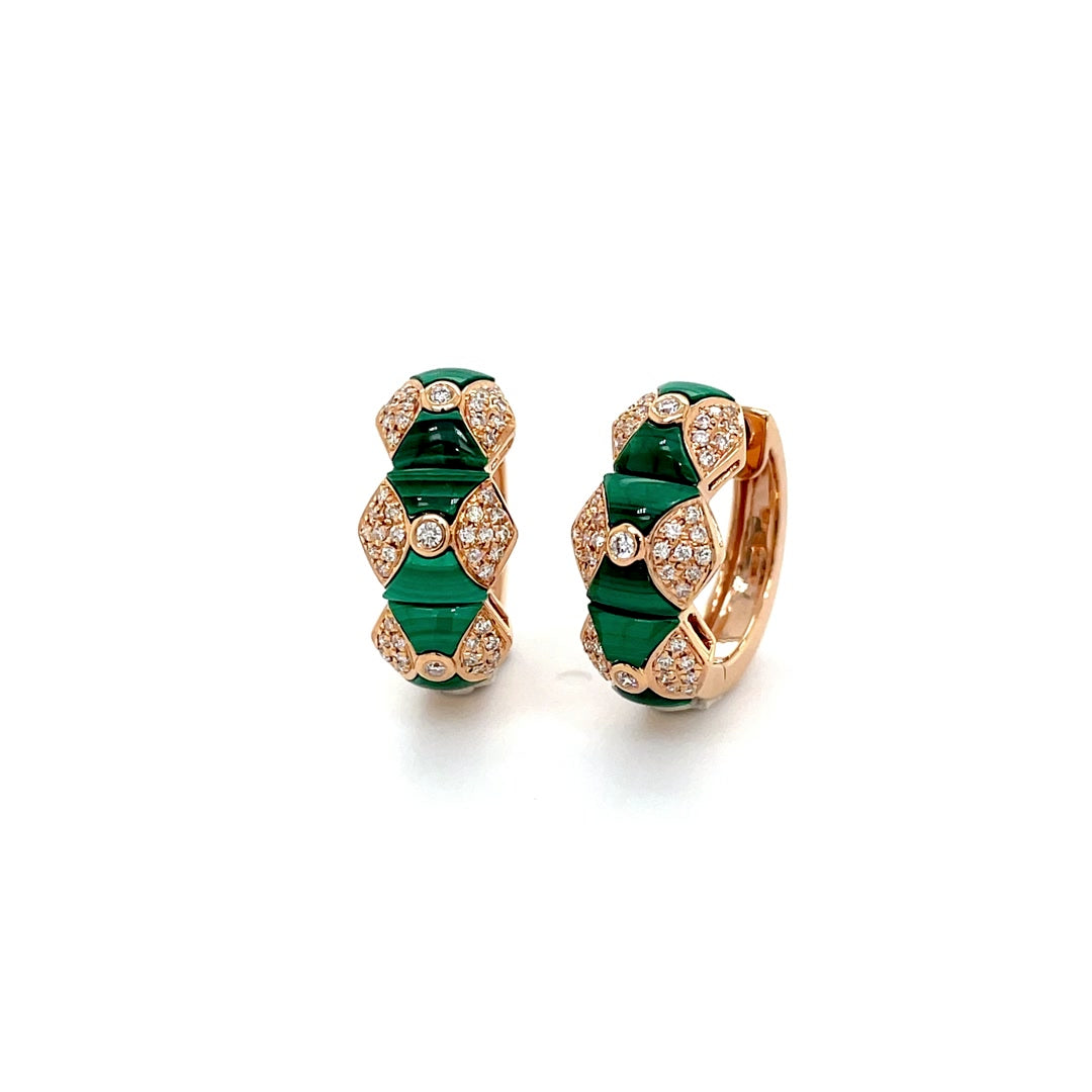 Hoop Geometric Diamond and Malachite Earrings Diamonds House