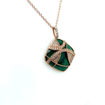 Malachite Pendant Necklace with Interlaced Diamond Pattern Diamonds House