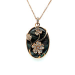 Diamond Floral Pendant Necklace with Black Mother of Pearl Diamonds House