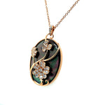 Diamond Floral Pendant Necklace with Black Mother of Pearl Diamonds House