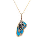 Celestial Wing Pendant Necklace with Turquoise Lapis and Diamond Accents Diamonds House