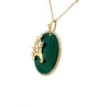 Malachite Pendant Necklace with Diamond Floral Accents Diamonds House