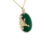 Malachite Pendant Necklace with Diamond Floral Accents Diamonds House