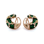 Hoop Malachite, Mother of Pearl, and Diamond Crescent Earrings Diamonds House