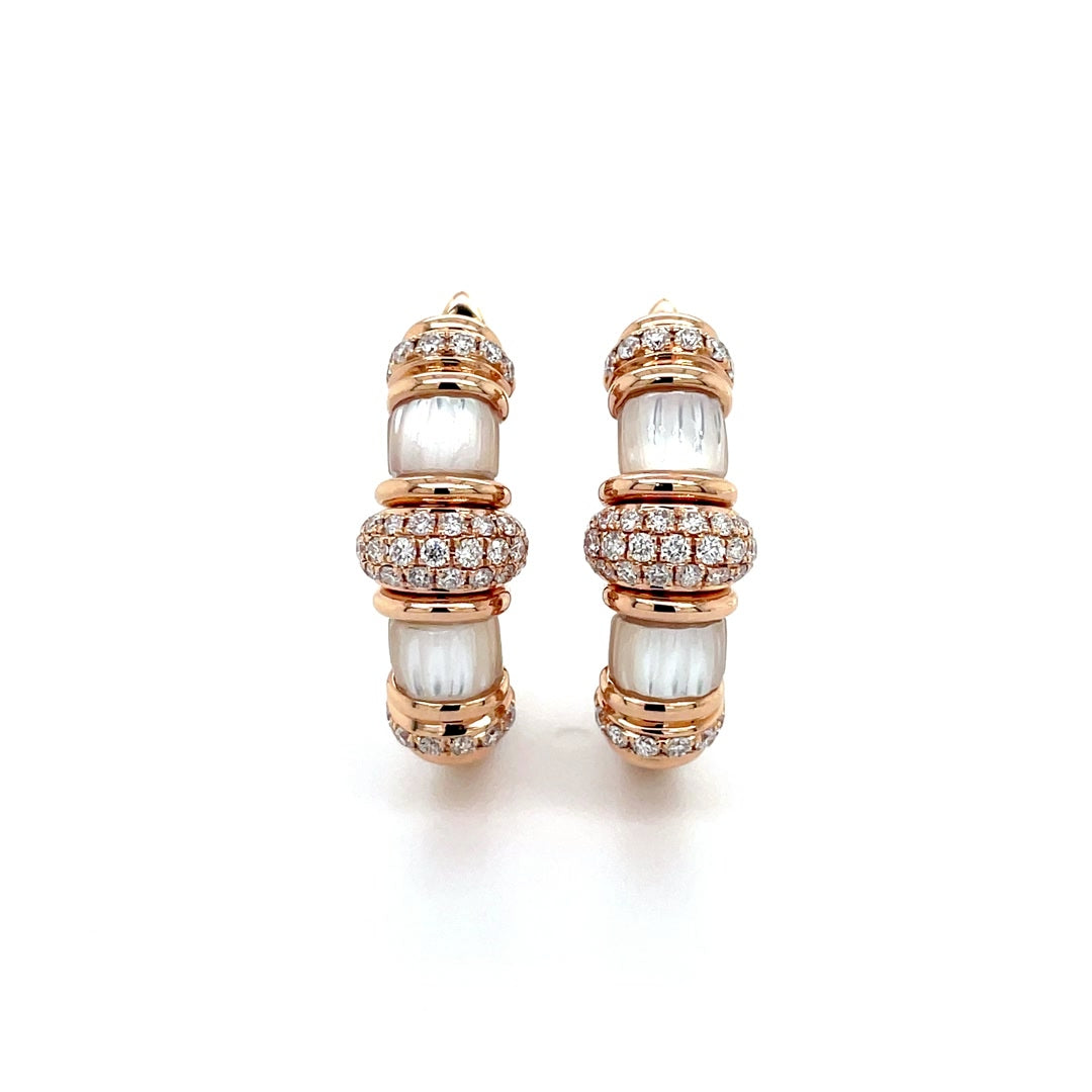 Hoop Bold Mother of Pearl and Diamond Earrings Diamonds House