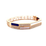 Two-Row Geometric Mother of Pearl and Diamond Bangle Diamonds House