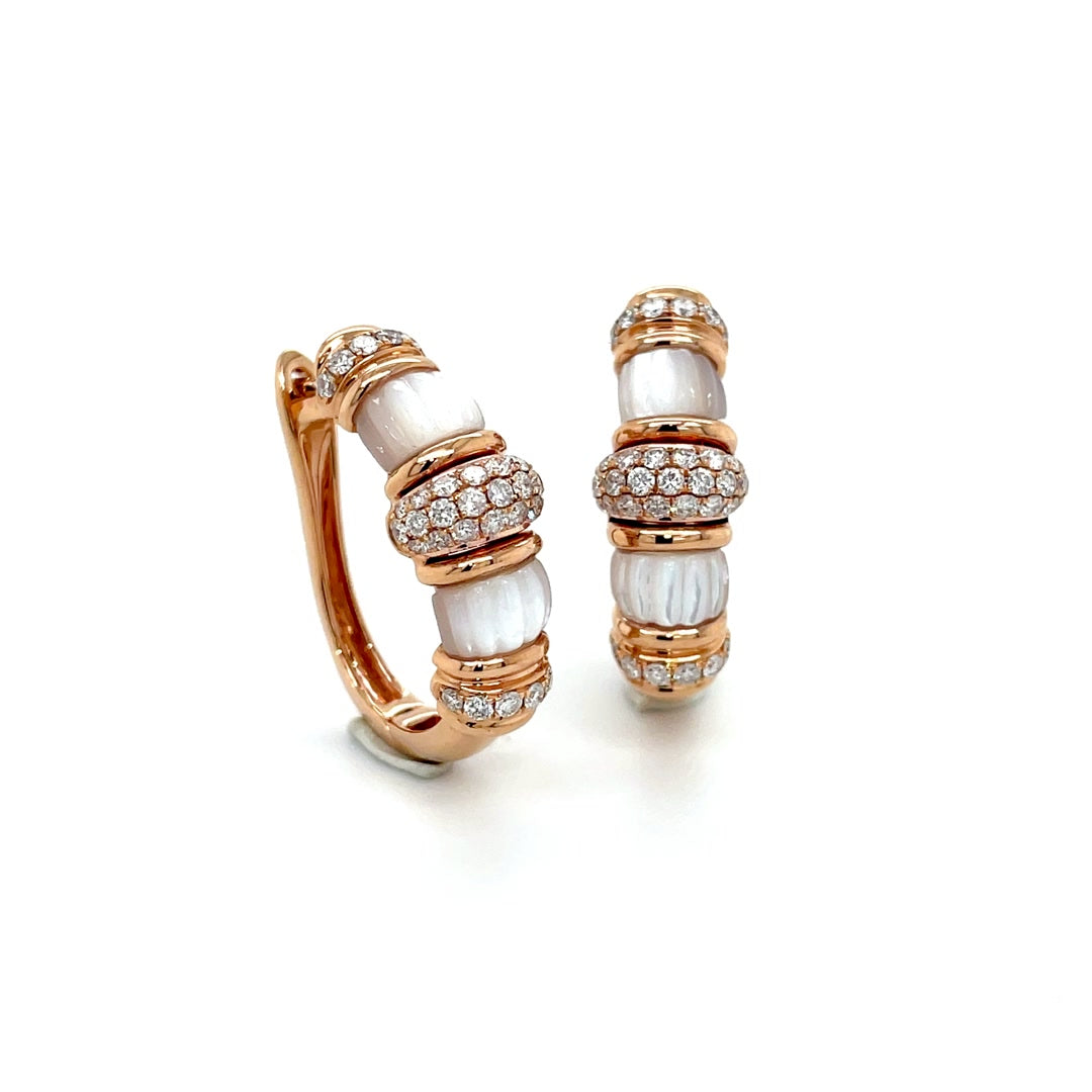 Huggie Hoop Earrings with Diamond and Mother of Pearl Diamonds House