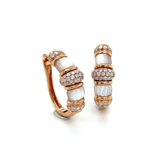 Huggie Hoop Earrings with Diamond and Mother of Pearl Diamonds House