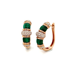 Hoop Sculpted Malachite with Pavé Diamond Bands Earrings Diamonds House