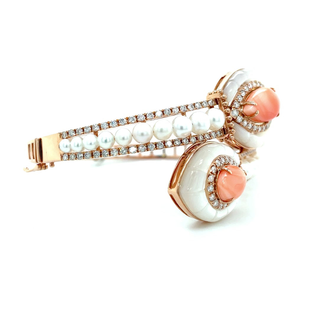 Cuff Coral and Mother of Pearl with Diamond Accents Bangle Diamonds House