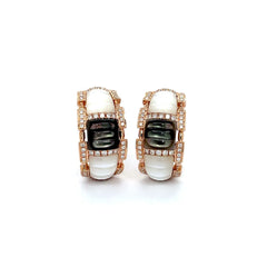 Hoop Black and White Mother of Pearl Diamond Earrings Diamonds House