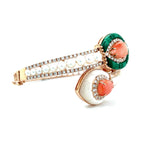 Cuff Coral, Malachite, and Mother of Pearl with Diamond Accents Bangle Diamonds House