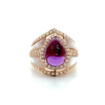 Pear-Shaped Amethyst Ring with Mother of Pearl and Diamond Accents Diamonds House