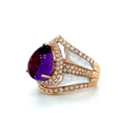 Pear-Shaped Amethyst Ring with Mother of Pearl and Diamond Accents Diamonds House