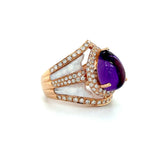 Pear-Shaped Amethyst Ring with Mother of Pearl and Diamond Accents Diamonds House