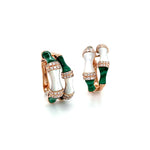 Diamond Hoop Earrings with Malachite and White Enamel Diamonds House