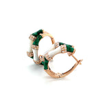 Diamond Hoop Earrings with Malachite and White Enamel Diamonds House