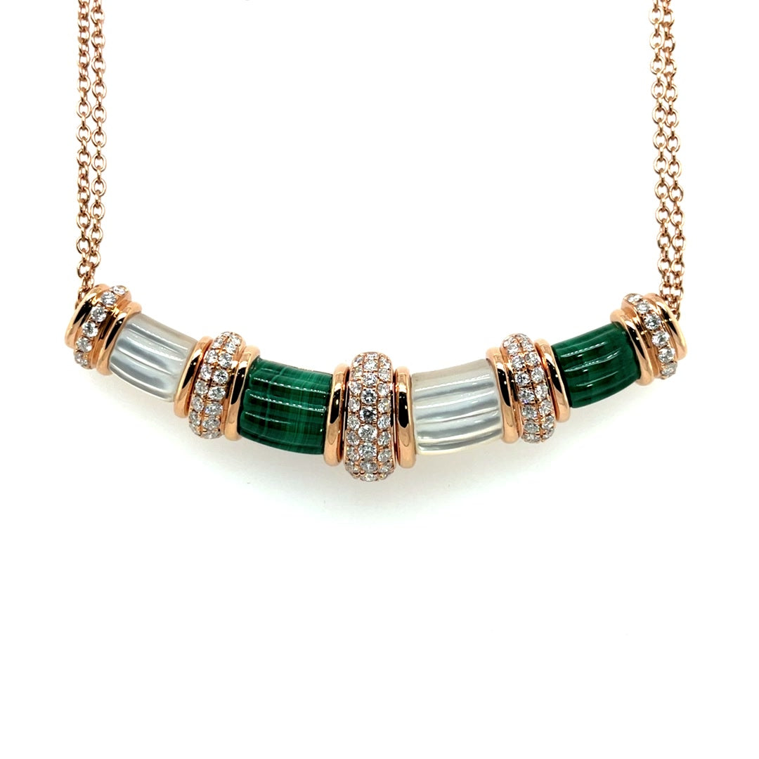 Majestic Malachite and Diamond Bar Pendant Necklace Diamonds House