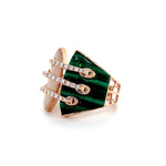 Malachite and Mother of Pearl Split Diamond Stripes Ring Diamonds House