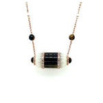 Bold Gemstone Pendant Necklace with Tiger Eye, Mother of Pearl, and Diamond Accents Diamonds House