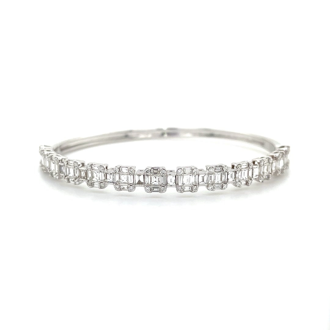 Sleek Baguette Diamond Clusters Bangle Diamonds House