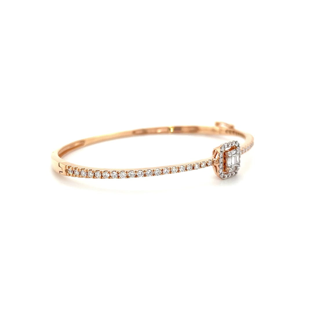 Half Eternity Halo Square Diamond Baguette Bangle Diamonds House