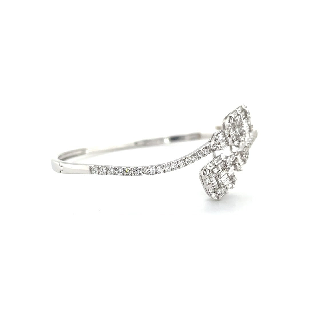 Twin Baguette Diamond Open Bangle Bracelet Diamonds House