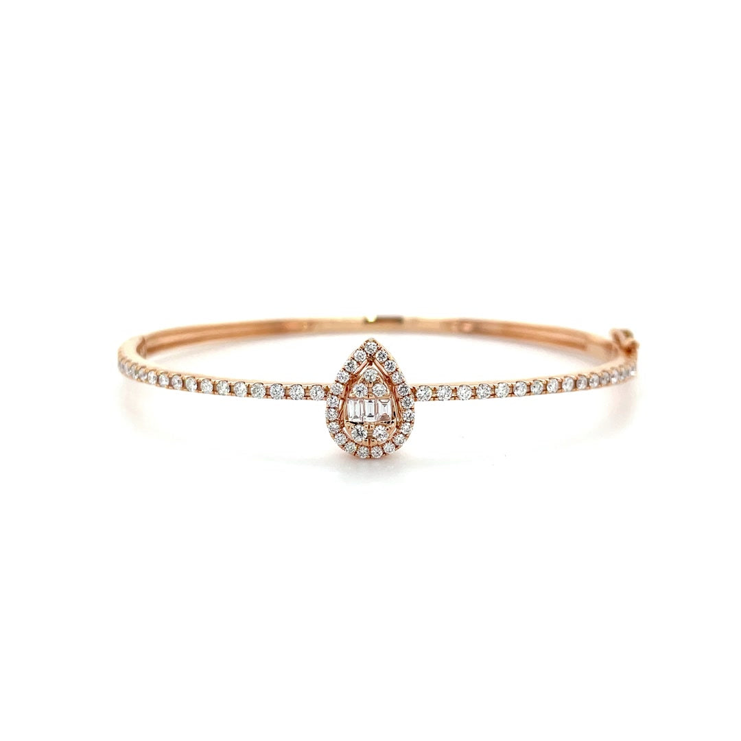 Half Eternity Halo Pear Sleek Bangle Diamonds House