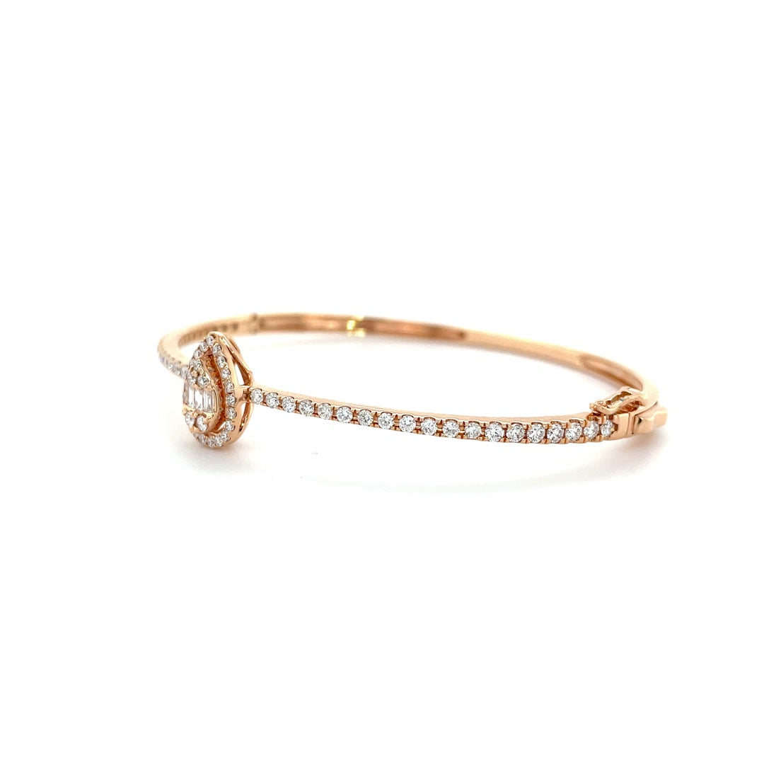 Half Eternity Halo Pear Sleek Bangle Diamonds House