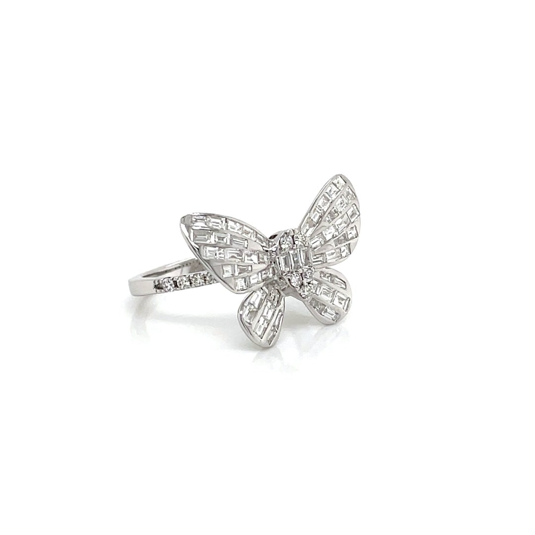 Fluttering Butterfly Baguette Diamond Ring Diamonds House