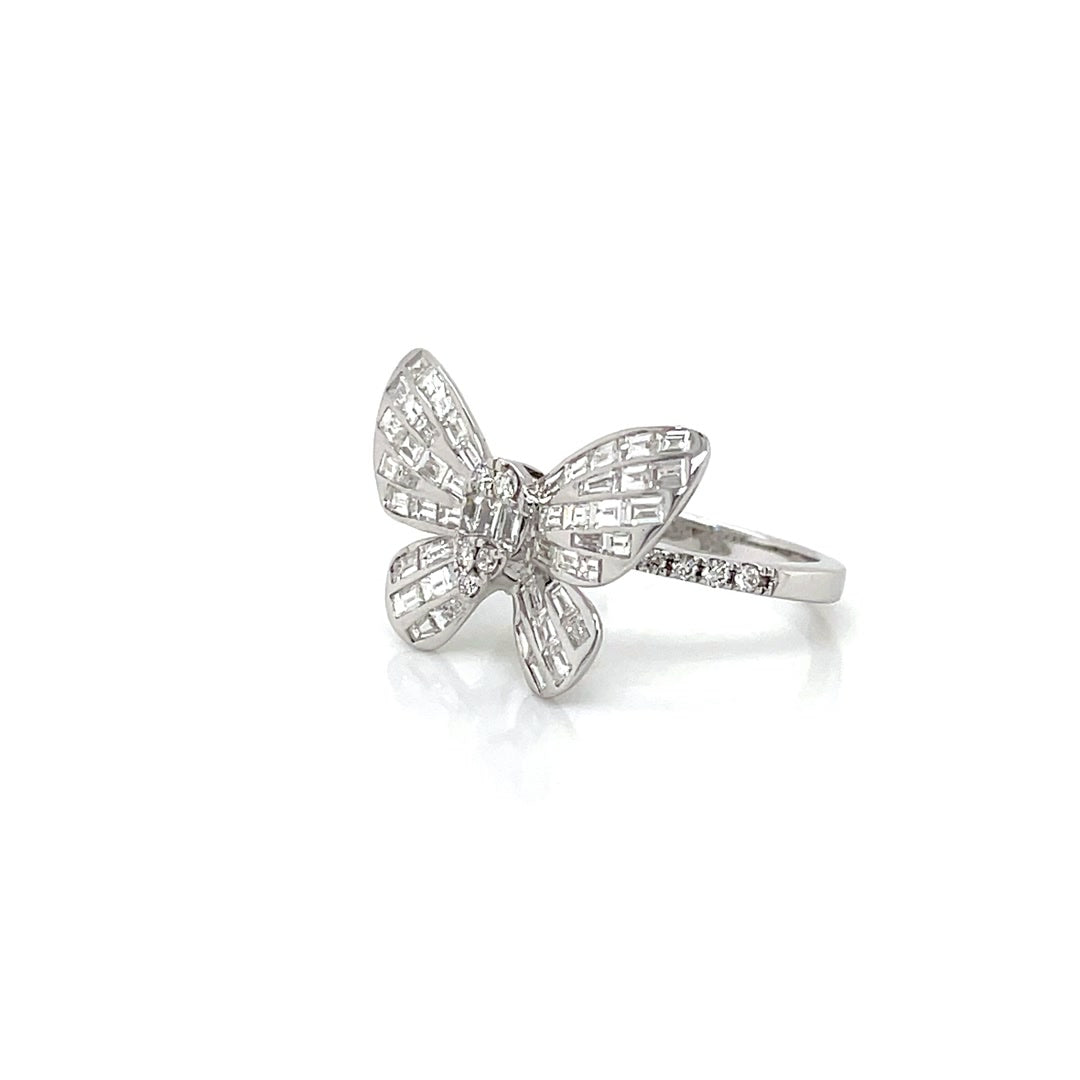 Fluttering Butterfly Baguette Diamond Ring Diamonds House