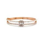 Two-Row Square Halo Baguette Diamond Bangle Diamonds House