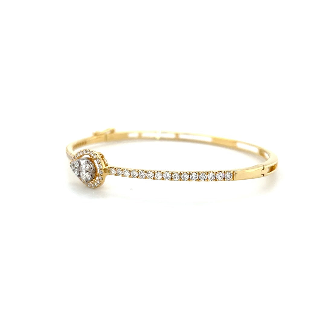 Half Eternity Halo Side Pear Sleek Bangle Diamonds House