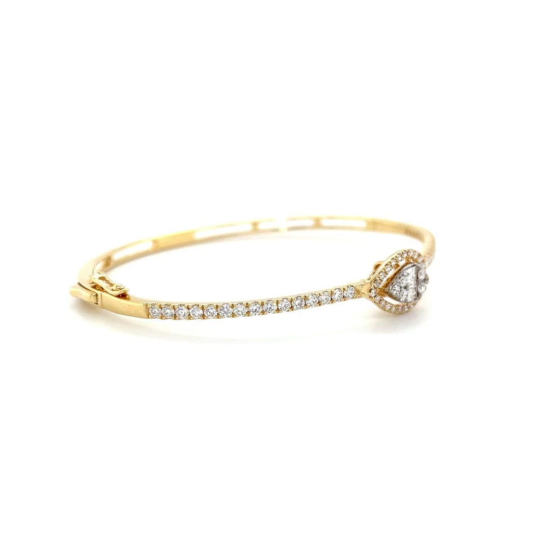 Half Eternity Halo Side Pear Sleek Bangle Diamonds House