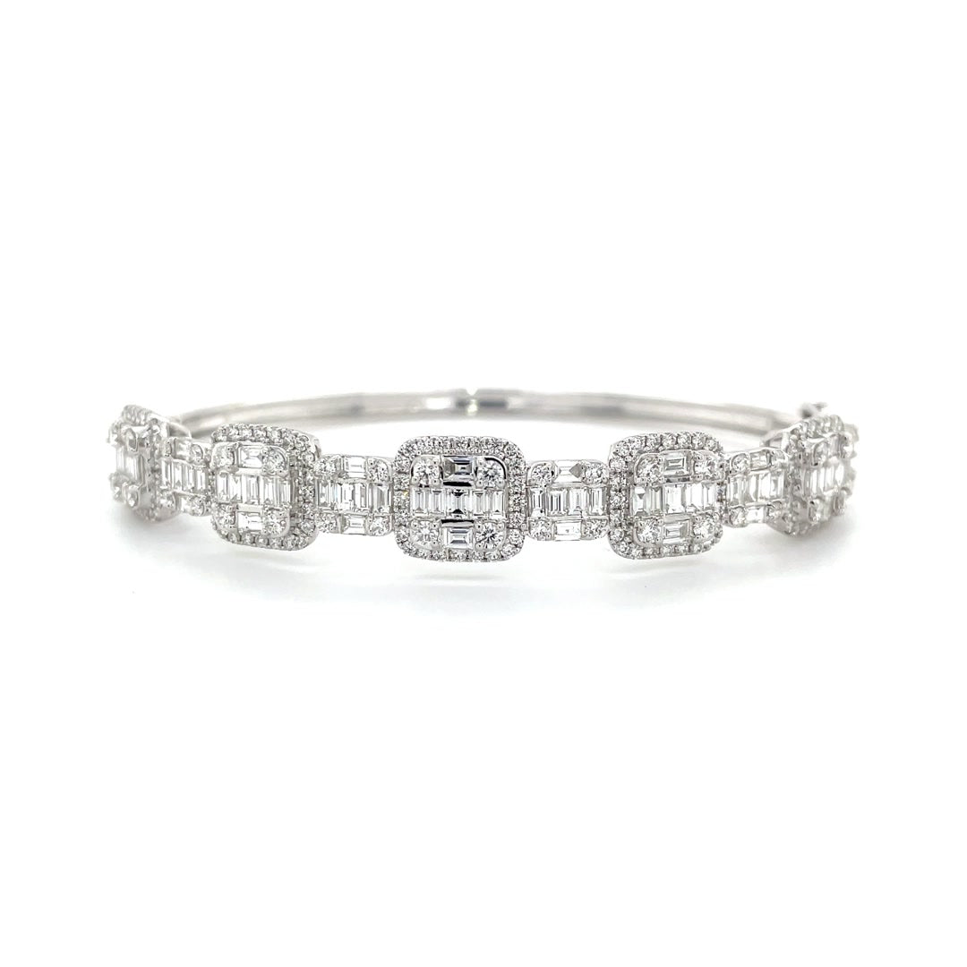 Square Sequence Halos Baguette Diamond Bangle Diamonds House