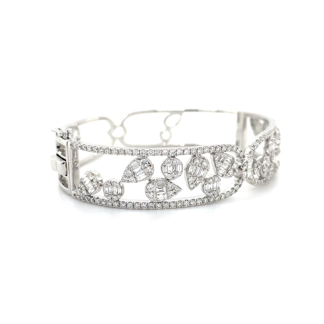 Elegant Pear Baguette Diamond Openwork Bangle Diamonds House