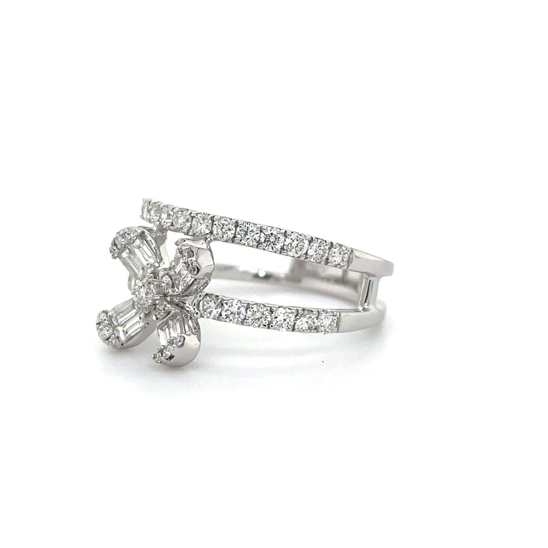 Classic Flower Diamond Double Band Ring Diamonds House