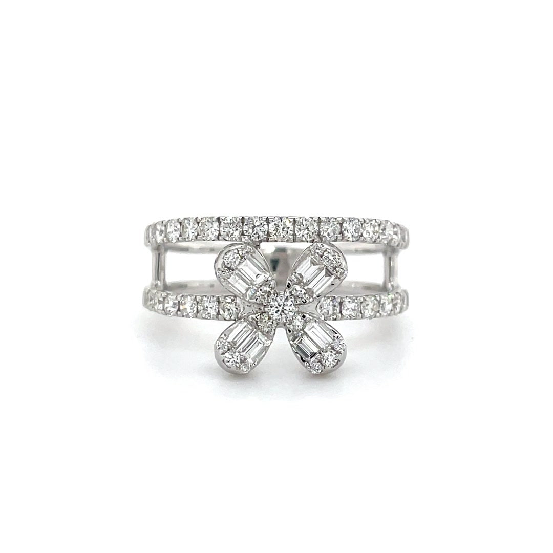 Classic Flower Diamond Double Band Ring Diamonds House