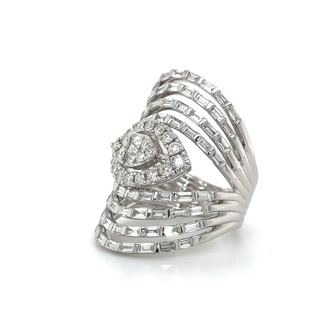 Layered Diamond Cage Ring with Evil Eye Motif Diamonds House