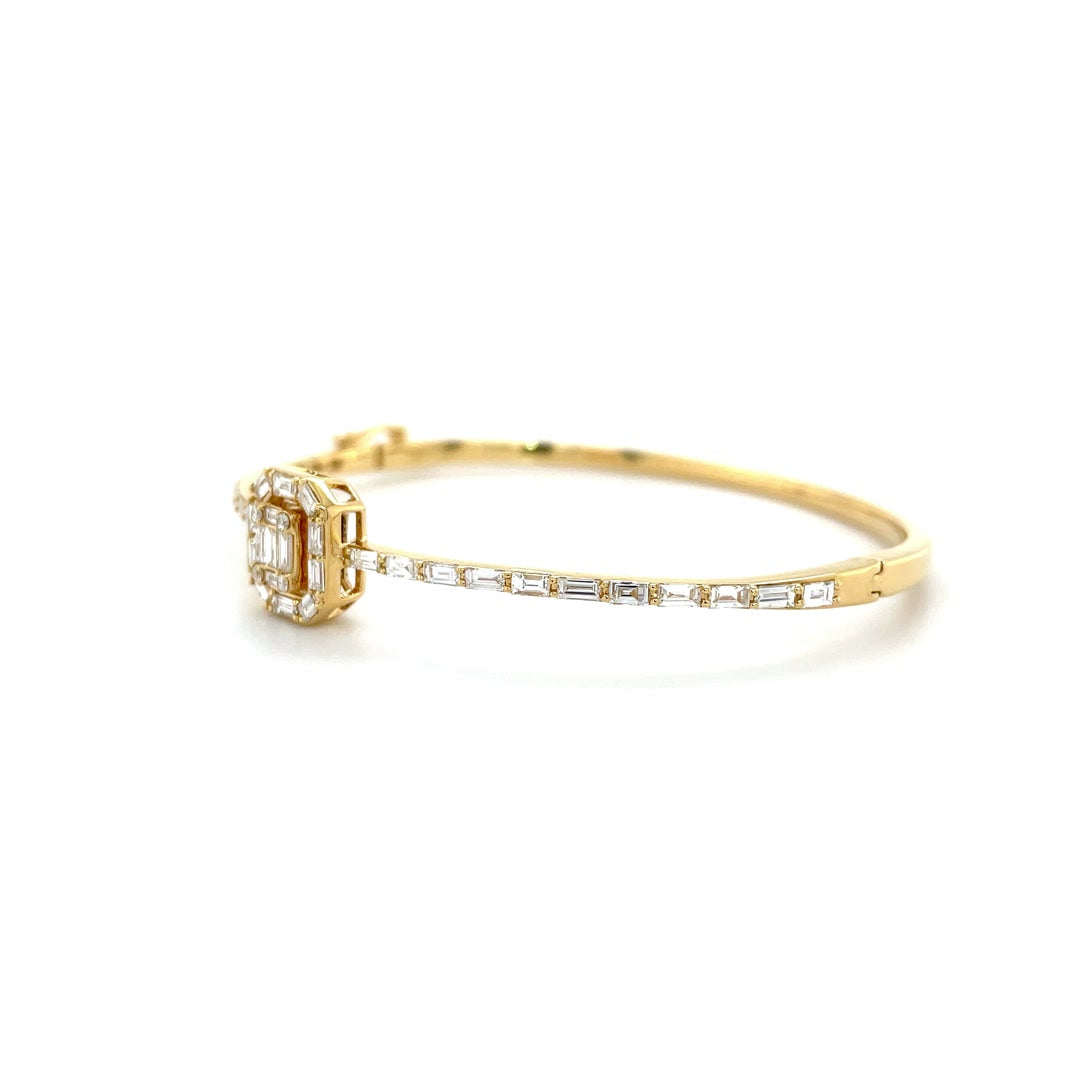 Half Eternity Halo Square Baguette Diamond Sleek Bangle Diamonds House