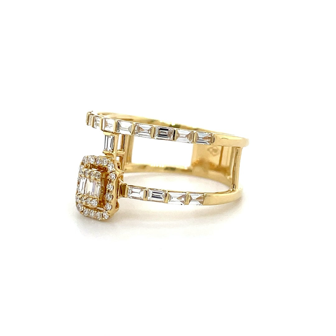 Two-Row Baguette Diamond Cage Ring Diamonds House