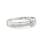 Two-Row Bezel-Set Square Pavé and Baguette Diamond Bangle in White Gold Diamonds House