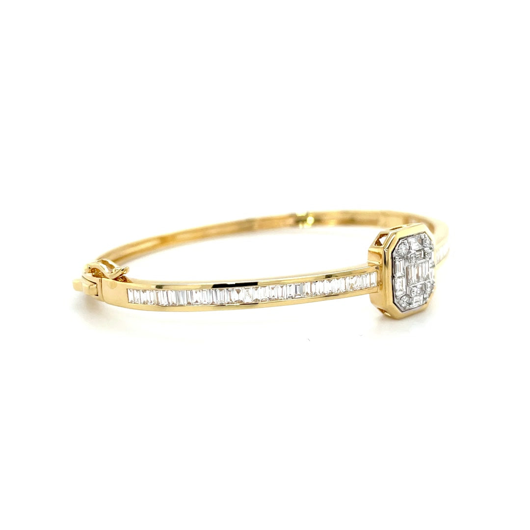 Half Eternity Bezel-Set Baguette Octagon Bangle Diamonds House